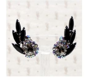 Vintage, Glamorous 1960 icy blue aurora borealis clip earnings great for wedding